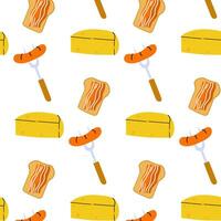 Bright and playful pattern featuring food items on a white background vector