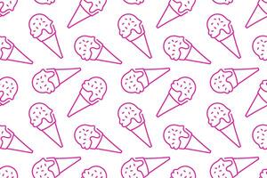 Colorful ice cream cones pattern with various flavors on white background vector