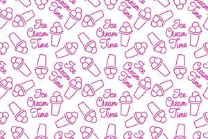 Pattern featuring ice cream cones and playful text celebrating dessert enjoyment vector