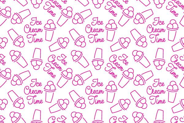 Pattern featuring ice cream cones and playful text celebrating dessert enjoyment