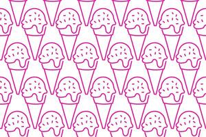 Bright pink ice cream cones with sprinkles create a fun pattern on a white background vector