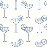 Stylish outline of cocktail glasses with citrus slices on a light background vector