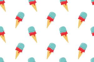 Colorful ice cream cones arranged on a white background creating a playful pattern vector