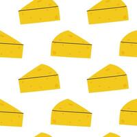 Pattern of yellow cheese slices on a clean white background for design elements vector