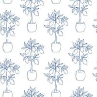 Elegant hand-drawn lemon tree pattern on a light background with a fresh design vector