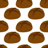 Brown bread rolls arranged in a repeating pattern on a white background vector