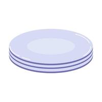 Stacked plates arranged neatly on a table in a simple dining setting vector