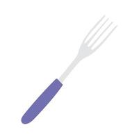 Fork with a purple handle resting on a plain background in a minimalist design vector