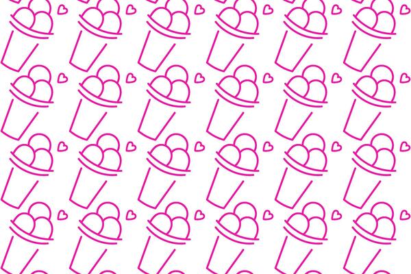 Colorful ice cream cups with hearts pattern for summer designs
