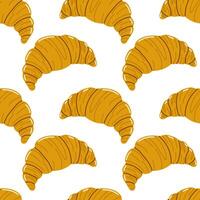 Bright yellow croissants arranged in a playful pattern on a white background vector