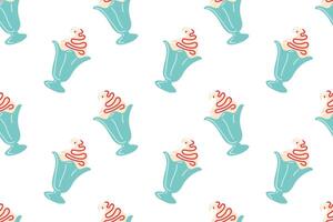 Sweet ice cream sundaes in colorful dishes create a cheerful and playful pattern design vector