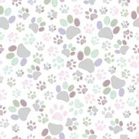 Holographic doodle paw prints seamless fabric design pattern vector