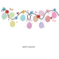 Happy Easter with hanging eggs vector