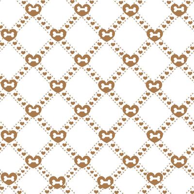 Brown plaid with bones and hearts pattern