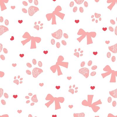 Bow ties, hearts and cute paw prints