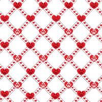 Red plaid with hearts and paw prints pattern vector