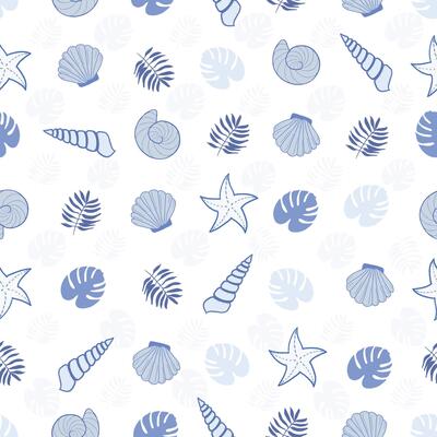 Sea shells seamless fabric design pattern