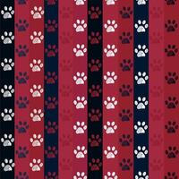 Christmas design stripe pattern with doodle paw prints. Seamless fabric design pattern vector