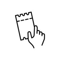 hand hold ticket outline icon design good for web or mobile app vector