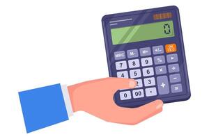 Hand holding calculator. date count vector