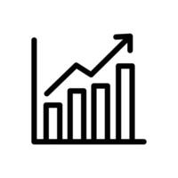 A simple black line icon showing a bar graph with an upward trend, symbolizing business growth and success. vector
