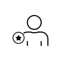 Simple line art icon of a user profile with a star, representing premium status or high rating. vector