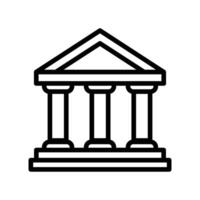 Simple line art icon depicting a classic building with columns, reminiscent of ancient Greek architecture. vector
