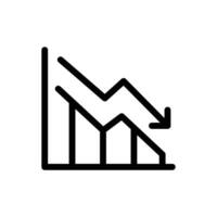 Simple line icon depicting a downward trend, illustrating a decrease or fall in data. vector
