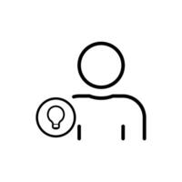 Line art icon depicting a person holding an idea. Simple, minimal design. vector