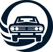 A car icon in a circle with a wave around it vector