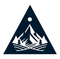 A triangle with a mountain and trees illustration vector