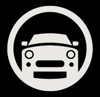 A car icon in a circle on a black background vector