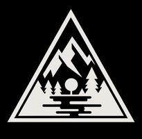 A triangle with a lake and mountains in it vector
