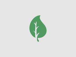 A simple illustration of a solid green leaf with a stylized white vein pattern on a light gray background vector