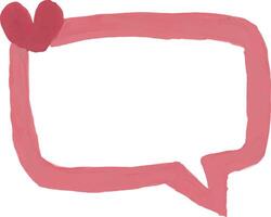Hand-drawn pink speech bubble with heart for romantic messages vector
