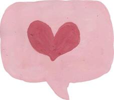 A pink speech bubble with a heart inside vector