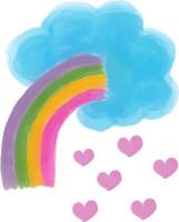 Rainbow, Clouds, and Hearts A Whimsical and Colorful Scene vector