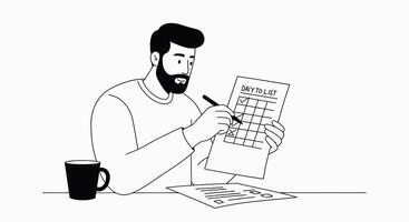 A man is writing a list on a piece of paper vector