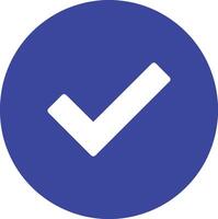 A check mark in a blue circle vector