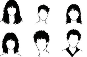 A set of silhouettes of people's heads vector