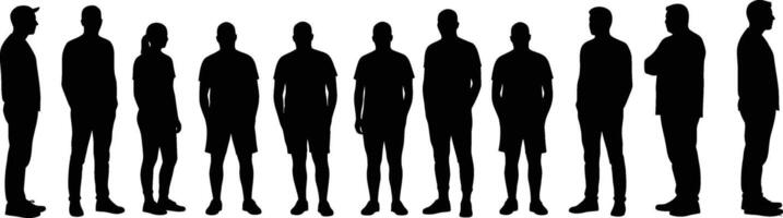 Silhouettes of people standing in a line vector