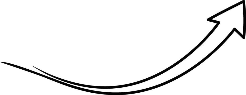 A black and white drawing of an arrow going up