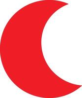 A red crescent with a white background vector
