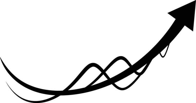 An arrow going up in a straight line