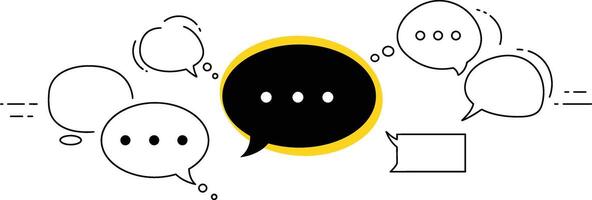 A black and yellow speech bubble with a speech bubble in the middle vector