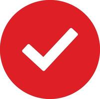 A check mark in a red circle vector
