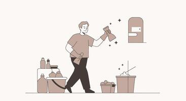 A man is cleaning up trash and garbage vector