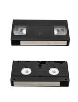 ront and back view of classic VHS cassettes on white background photo