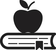 Minimalist Apple on Open Book Icon Symbolizing Knowledge and Education vector