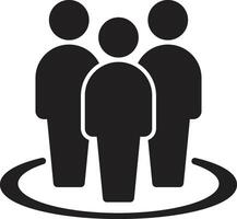 Minimalist Teamwork Icon with Three Human Figures in Circular Boundary vector